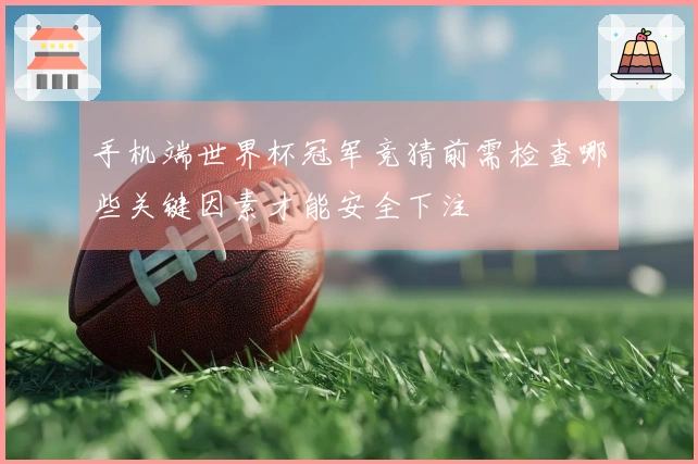 手机端世界杯冠军竞猜前需检查哪些关键因素才能安全下注